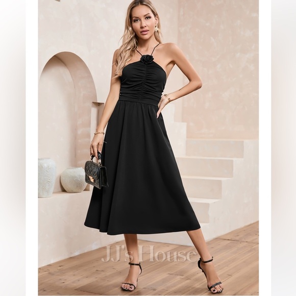 BRAND NEW JJ’S HOUSE Black Halter Neck Midi Special Occasion Dress Plus Size XXL - Picture 1 of 14